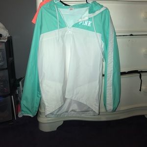 Pink mint green wind breaker half zip